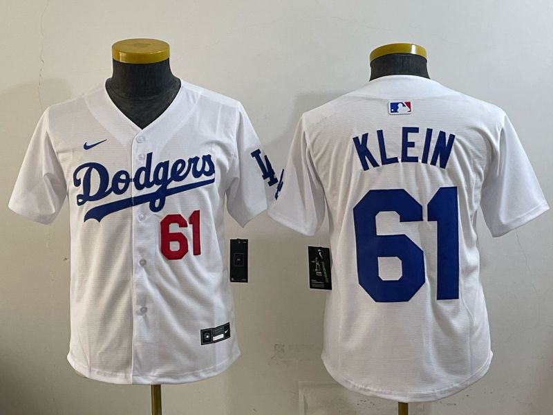 Youth 2025 Nike Los Angeles Dodgers #61 Klein White Game MLB Jersey 04->youth mlb jersey->Youth Jersey